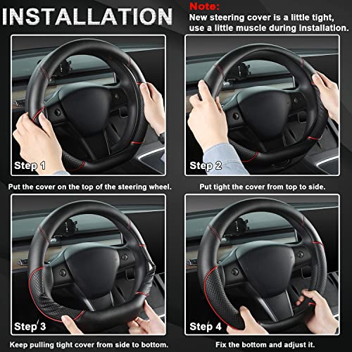 GIANT PANDA D Shape Steering Wheel Cover for Nissan Rogue Kicks - Auto Car Steering Wheel Cover Customized for Nissan Altima Sentra(Black+Blue Line-D-Shaped) - color: Black+Blue Line