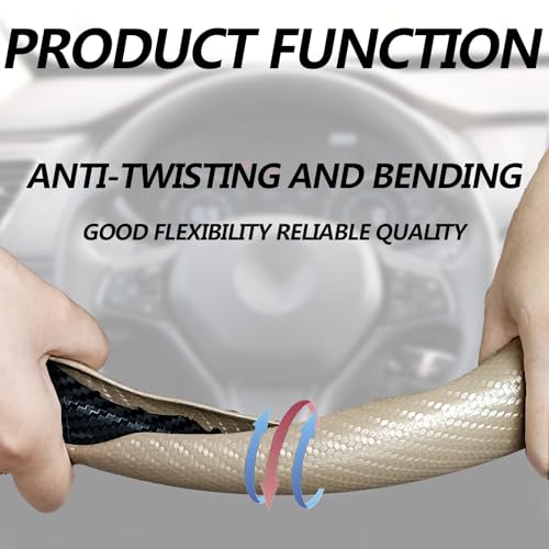 2pcs (Khaki) Universal Fit Carbon Fiber Steering Wheel Cover, Anti-Skid Steering Wheel Cover/Segmented Steering Wheel Protector/Car Interior Accessories - color: Khaki
