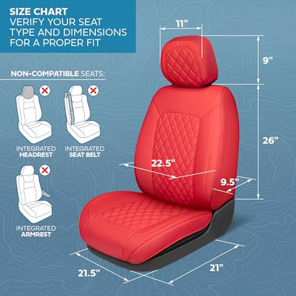 MotorBox Prestige Edition Napa Leather Seat Covers Full Set – Red Car Seat Covers Front Seats and Back Car Seat Protector, Waterproof and Universal Fit for Most Small to Medium Autos, Trucks & SUVs - color: Red Full Set
