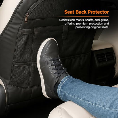 Back Seat organizer for Tesla Model 3 / Model Y (Premium Vegan Leather) Custom fit Car Seat Back Protector with Storage Pockets (Black) - size: 1 Pack