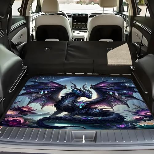 Universal Car Trunk Mat 29" x 39", Dragon Pattern All Weather Trunk Protection Cargo Liner, Durable Cargo Mat Rear Trunk Liner, Stylish Vehicle Interior Accessories Suitable for Most Car Models - color: Dragon Pattern, size: 29" x 39"