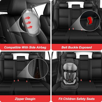 TTX LIGHTING Custom Fit Seat Covers for Toyota RAV4 2013-2018 Full Set 5 Seats Premium Waterproof Faux Leather Airbag Compatible Black - size: 12.RAV4 2013-2018(Gas only) 5 Seat Full Set