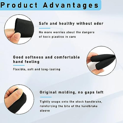 Car Handbrake Cover, Elastic Anti-Slip Silicone Auto Shifter Protector, Comfortable Grip Decoration for Men Women, Universal Vehicle Interior Accessory (Black)