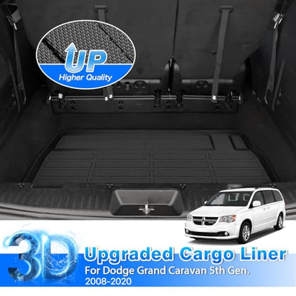 Cartist Cargo Mat for Dodge Grand Caravan 2008-2020/Chrysler Town & Country 2008-2016 Behind 3rd Row Seat Cargo Liner for Grand Caravan Accessories TPE All Weather Trunk Mat - size: 4)Chrysler Town & Country 2008-2016