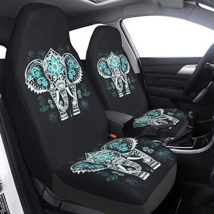 Dujiea Painted Mandala Tribe Elephant Car Front Seat Covers 2 Pcs Universal Auto Seat Covers Front Seats Only, Vehicle Bucket Seat Protectors Fit for Most Car SUV Sedan and Truck - color: Painted Mandala Tribe Elephant