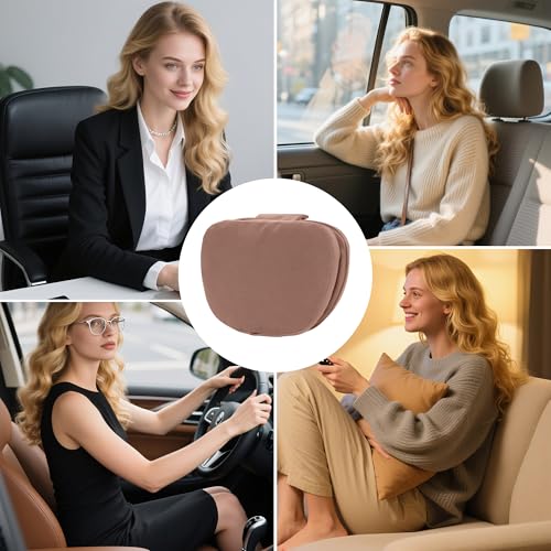 Car Headrest Pillow for Driving, Dual-Sided Leather Design Neck Pillow, Breathable Softness Neck Support, Universal Fit Head Rest Travel Pillow, Brown, 1 Pack - color: Brown
