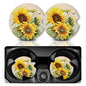 Yonlevres Car Coasters for Cup Holders, 2.75" Anti Slip Rubber Mat with a Finger Notch, 2 Pack Sunflower - color: Sunflower