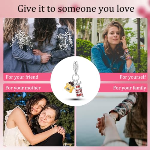 NARMO Charms for Bracelets 925 Sterling Silver Star Dangle Charms Car Keys Lipstick Dangle Charm Beads for Women Bracelets Necklace - color: Coffee Machine