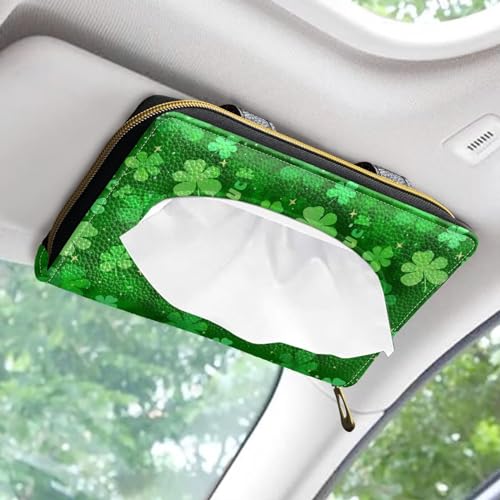 Four Leaves Print Car Sun Visor Napkin Holder U Leather Backseat Visor Tissue Holder Visor Backseat Tissue Case Accessories - color: Four Leaves