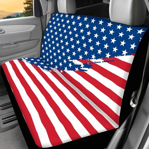 FUSURIRE American Flag Print Car Seat Covers 4 Pcs Full Set, Vehicles Front & Rear Seat Protector Universal Fit for Sedan SUV Trucks - color: American Flag Print
