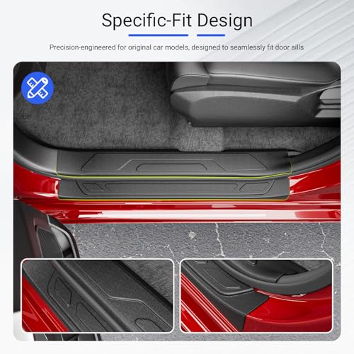 Door Sill Protector Compatible with 2022-2026 Toyota Tundra Car Threshold Protector TPE Car Door Entry Guard Replacement for 2022-2026 Toyota Tundra Accessories - size: Compatible with 22-26 Toyota Tundra(INT+EXT)