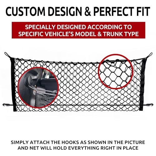 Envelope Style Elastic Trunk Mesh Cargo Net for Jeep Cherokee Latitude Limited 2019-2025 - Premium Trunk Organizers and Storage - Luggage Net for SUV - Best Car Organizer for Jeep Cherokee