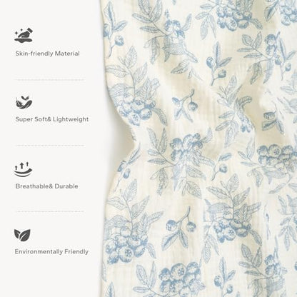 SERAPHY 2-in-1 Muslin Baby Car Seat Cover & Nursing Cover, Soft Lightweight Breastfeeding Cover for Boys and Girls,Breathable Canopy for Infant Carseat & Stroller for Summer—Blueberrie - color: blueberries