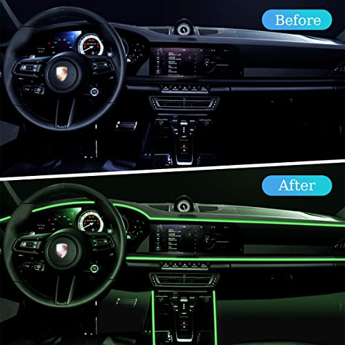 EL Wire LED Strip Lights, USB Auto Neon Light Strip with Sewing Edge, 16FT Electroluminescent Car Ambient Lighting Kit with Fuse Protection, Green - color: Green, size: 16 ft