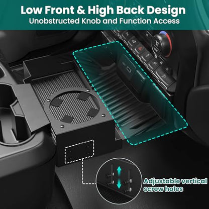 Metal Jump Seat Front Hanging Organizer Box with Cup Holder Compatible with 2019-2026 Chevy Silverado/GMC Sierra 1500 and 2020-2026 Chevrolet Silverado/Sierra 2500HD 3500HD Center Console