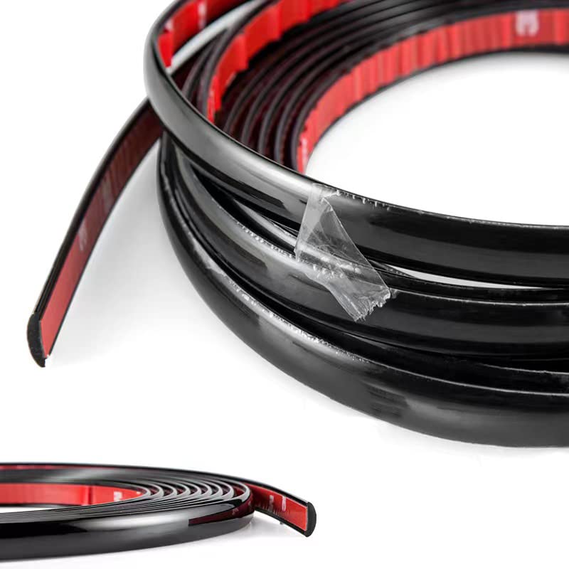 NANSH 16Ft Glossy Black Extra Thick Auto Molding Trim Universal Bumper Window Door Body Side Decorative Strip Scratch-Proof (Width: 1/4inch [6mm]) - size: Width: 1/4inch [6mm]