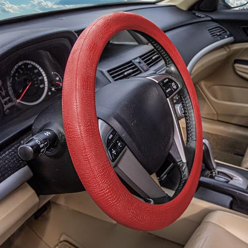 FH Group Universal Fit Silicone Snake Pattern with Massaging Grip Steering Wheel Cover fits most Cars, SUVs, Trucks, and Vans Burgundy - color: Burgundy