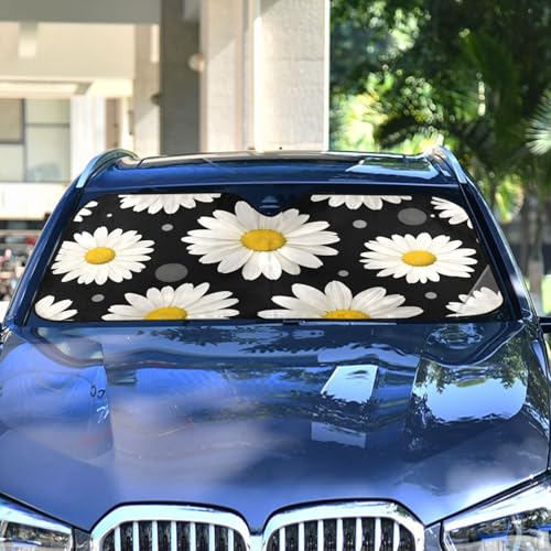Sun Shade for Car Windshield Daisy Flower Floral Polka Dot Foldable Sun Shield Sun Heat and UV Protection Automotive Interior Sun Protection - color: Pattern 2