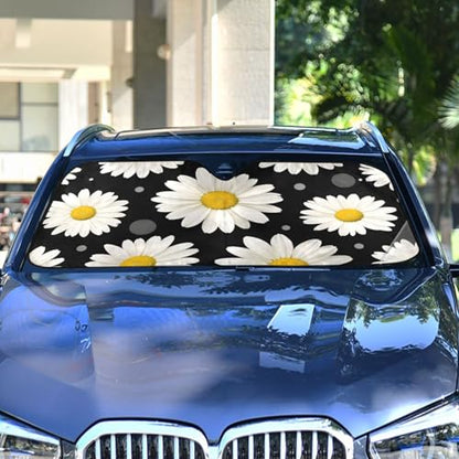 Sun Shade for Car Windshield Daisy Flower Floral Polka Dot Foldable Sun Shield Sun Heat and UV Protection Automotive Interior Sun Protection - color: Pattern 2