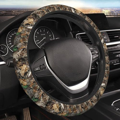 Camo Camouflage Hunting Deer Real Tree Deer in The Woods Car Steering Wheel Cover,Non-Slip Elastic Neoprene-Sweat Car Accessories,Universal 15 Inch Fit Auto, Vans Trucks,Suvs, Truck - color: Camo Camouflage Hunting Deer