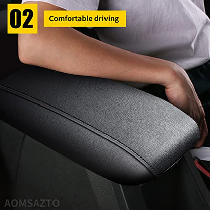 AOMSAZTO Armrest Covers for Hyundai 2015-2019 Sonata Black Console Pad for Sonata - color: black