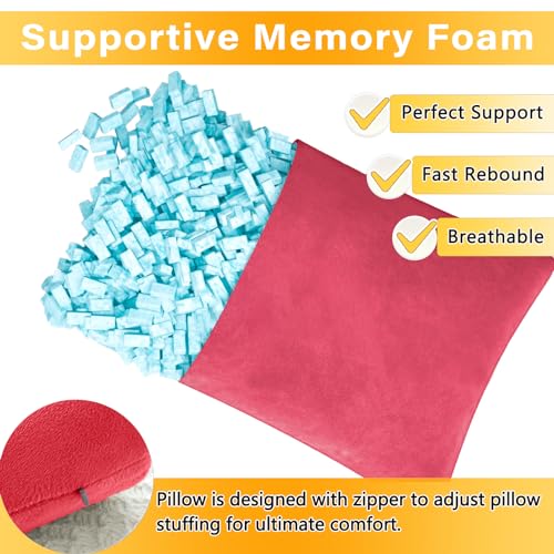 1 MIDDLE ONE 2 Pack Small Pillow, Memory Foam Mini Pillow 11 X 7 Inches for Travel, Sleeping, Nap and Neck, Knee, Lumbar Support, Tiny Cushion for Pet, Dogs (Red) - color: Red, size: 11x7 inch