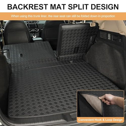 Cargo Liner & Backrest Mat Fit for 2020-2026 Lincoln Corsair - Leather Trunk Mat Back Seat Cover Protector - All Weather Protection PU Leather Cargo Mats and Backrest Mat Corsair Accessories