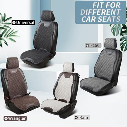 Breathable Linen Car Seat Cover Protector for Front Seats – Durable, Non-Slip, Airbag Compatible, Universal Fit for Sedans, SUVs, Pickups (2pcs, Beige)
