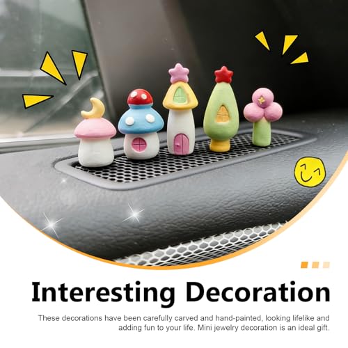 5 PCS Car Dashboard Miniature Ornaments, Cute Fairy Tale Automotive Dashboard Decorations, Self-Adhesive Funny Car Central Control Panel Ornament, Universal for Most Cars