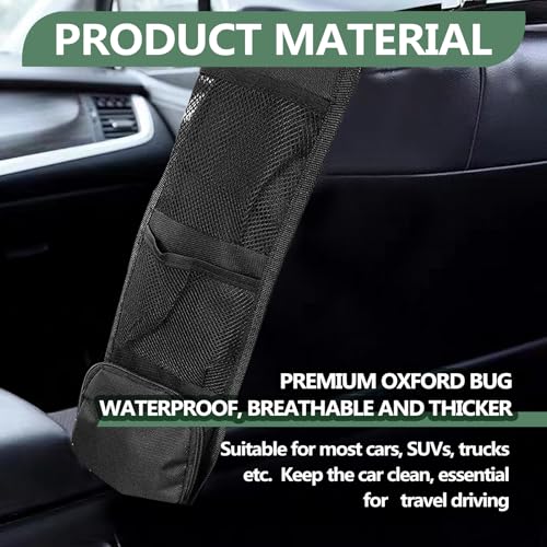 2 PCS Car Seat Side Organizer, Multifunctional Stuff Holder with Mesh Net Pocket, Auto Seat Storage Hanging Bag For Cars, SUVs, Trucks. Can Hold Mobile Phone, Wallet, Glasses (Black)