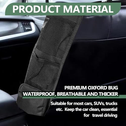 2 PCS Car Seat Side Organizer, Multifunctional Stuff Holder with Mesh Net Pocket, Auto Seat Storage Hanging Bag For Cars, SUVs, Trucks. Can Hold Mobile Phone, Wallet, Glasses (Black)