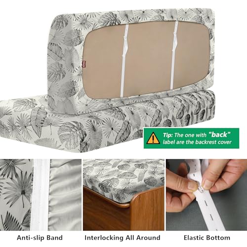 molasofa RV Dinette Cushion Covers, RV Booth Seat Cover Stretchable Camper Cushion Couch Covers Washable Slipcovers for Camper Car Bench (1 Backrest Cover & 1 Bench Cover, Beige Leaves) - color: Beige Leaves, size: 1 Bench Cover & 1 Backrest Cover