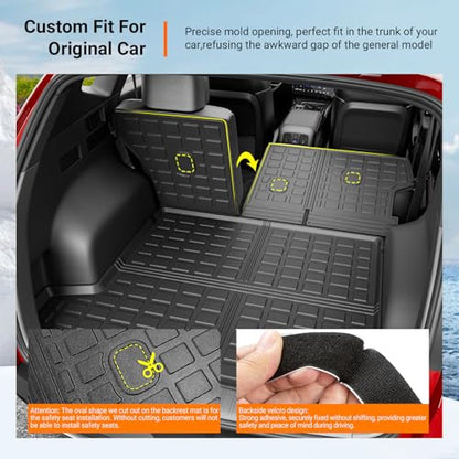 powoq Cargo Mat Compatible with 2022-2025 2026 Tucson Trunk Mat Cargo Liner TPE All Weather Protection Trunk Liner Backrest Replacement for 2022-2025 2026 Tucson Accessories (Trunk Mat+Backrest Mats)