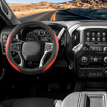 Car Steering Wheel Cover for Chevy Silverado 1500 2500 3500, Chevrolet Steering Wheel Cover for Tahoe, Equinox,Traverse,Colorado,Red