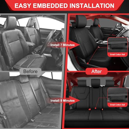 TTX LIGHTING Custom Fit Seat Covers for Ford Fusion 2013-2020 Full Set 5 Seats Premium Waterproof Faux Leather Airbag Compatible Black, Ford Fusion Seat Protector - size: 16.Fusion 2013-2020 5 Seat Full Set