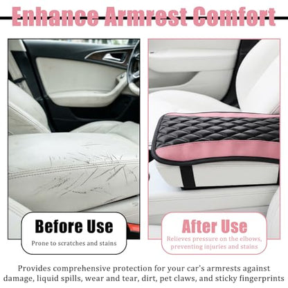 Car Center Console Cover, Waterproof Leather Armrest Cushion, Universal Car Console Protector for Auto, Most Cars, Interior Accessories