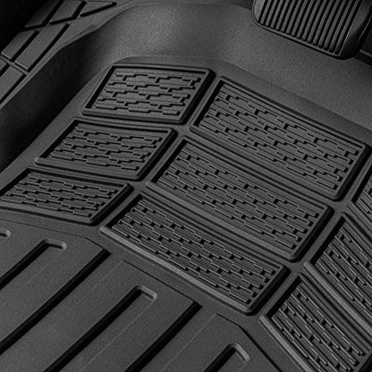 Cat® CAMT-9014 (4-Piece) Heavy Duty Deep Dish Rubber Floor Mats, Trim to Fit for Car Truck SUV & Van, All Weather Total Protection Durable Liners - color: Black, style: CAMT-9014