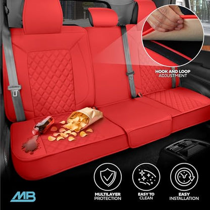 MotorBox Prestige Edition Napa Leather Seat Covers Full Set – Red Car Seat Covers Front Seats and Back Car Seat Protector, Waterproof and Universal Fit for Most Small to Medium Autos, Trucks & SUVs - color: Red Full Set