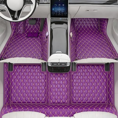 All-Weather car Floor mats, Anti-Slip Leather Floor mats Set, Suitable for 99% of Vehicle Models, Providing Comprehensive Protection for the car Carpet of Your Beloved car. (Purple Rice) - color: Purple rice
