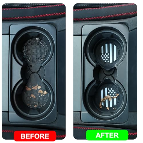 Car Cup Coaster Universal Non-Slip Silicone Cup Holder Insert Car Interior Accessories for Drink American Flag US Flag 2 Pack Black - color: Black American Flag, size: 2 Pack