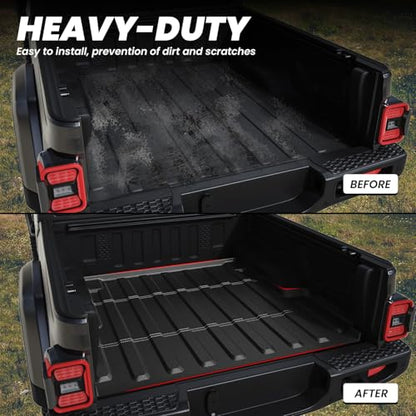 LASFIT 5FT Bed Mat for Jeep Gladiator JT 2026 2025 2024 2023 2022 2021 2020 (60 inches), All Weather TPE Custom Fit Truck Bed Mat Truck Bed Liner, Black - style: Gladiator 2020-2026 Bed Mat