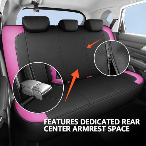 HChengkikz Car Seat Covers Full Set, Waterproof Neoprene Car seat Covers Full Set, Airbag Compatible, Universal Fit Automotive Seat Covers for Most Cars, Trucks, SUVs (Black + Pink) - color: N816 Black Pink, size: Full Set