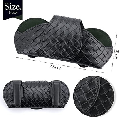 KINIVA Sunglasses Holder for Visor - Leather Glasses Case with Clips for All Car Models (Black) - color: 09 Black