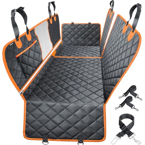 URPOWER 6-in-1 Dog Car Seat Cover for Back Seat, Waterproof Dog Car Hammock with Mesh Window, Non-Slip Pet Backseat Protector for Cars, Trucks and SUVs