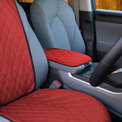 FH Group Faux Leather Diamond Pattern Center Console Armrest Cushion, Luxury Seat Box Cover Protector fits Most Cars, SUVs, and Trucks Red - color: Red, style: Console Cover (Diamond)