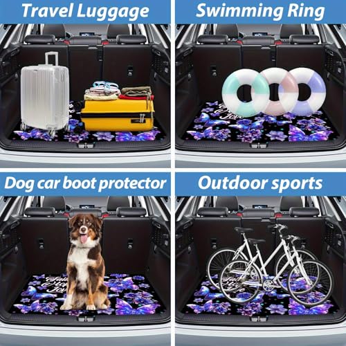 Universal Car Trunk Mat, All Weather Trunk Protection Cargo Liner, Stylish Vehicle Interior Accessories, Durable Cargo Mat Rear Trunk Line Suitable for Most Car (Shining Purple Butterfly, 29" x 39") - color: Shining Purple Butterfly