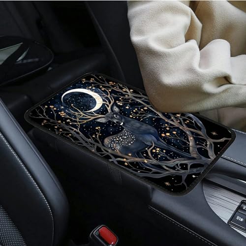 Universal Auto Center Console Pad and 2Pcs Car Coasters Set, Anti Slip Soft Neoprene Car Armrest Seat Box Cover Protector Universal Fit - Car Interior Accessories, Moondeer - color: 493
