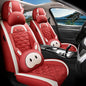 INZU Cute Cartoon Rabbit Comfortable Car Seat Covers with Waterproof PU Leather Suitable for Most 5 Seats Cars SUV and Pick-up Truck Universal Fit Set (Wine) - color: Wine
