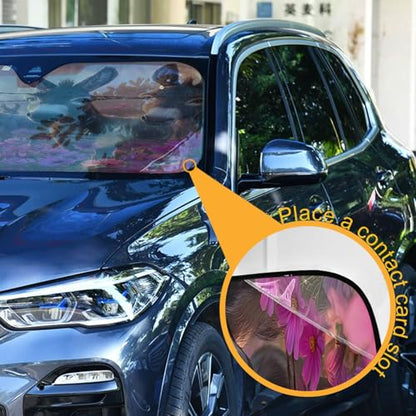Sun Shade for Car Windshield Donkeys Flower Sea Foldable Sun Shield Heat and UV Protection Automotive Interior Protection - color: Donkeys