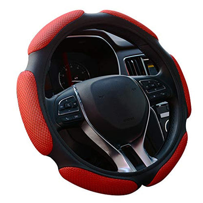 Auto Steering Wheel Cover Hand Pad Cushion Slip-on Universal Fit 15'' / 38 cm (red) - color: red